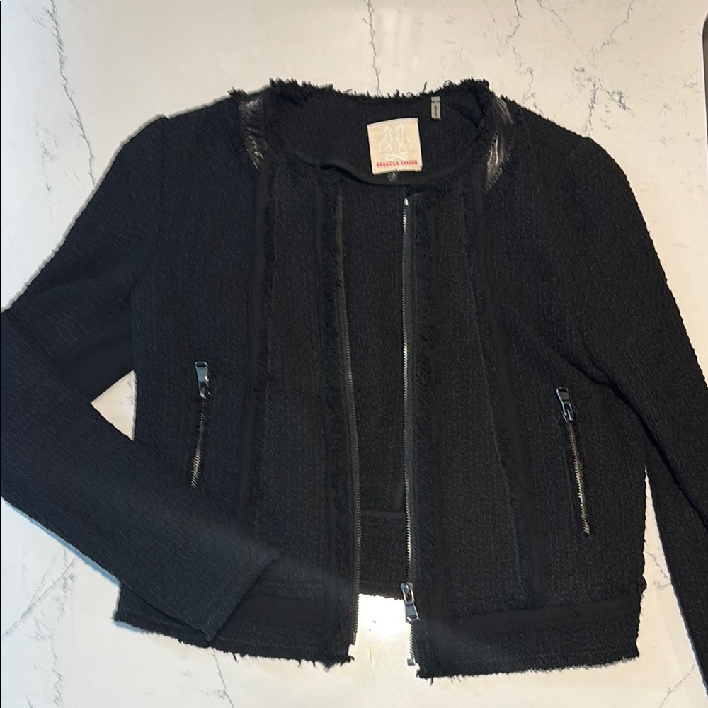 Rebecca Taylor Chic Black Tweed Jacket
